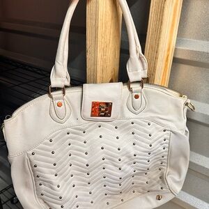 Elegant White Studded Handbag
